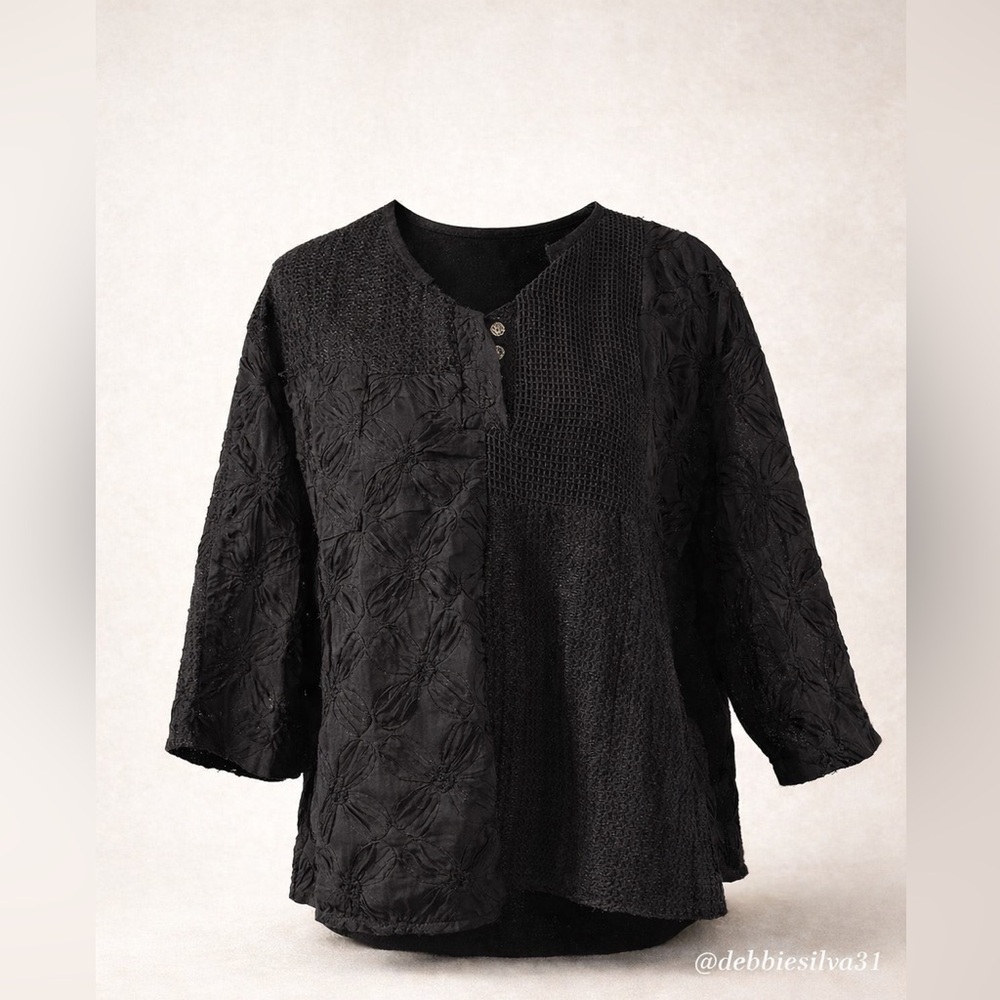 Pol Elegant Black Patchwork Blouse - image 1